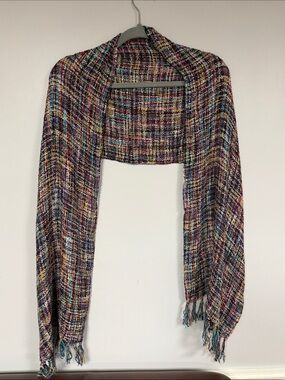 Mucros Weavers Killarney Ireland Beautiful Woven Viscose Scarf Multi- colored